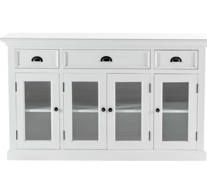 Nova Solo Buffet with 4 Glass Doors 3 Drawers, Front Angle