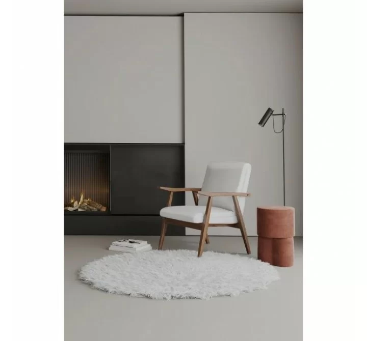 Manhattan Comfort ArchDuke White and Amber Faux Leather Accent Chair