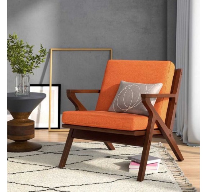 Manhattan Comfort Martelle Orange and Amber Twill Weave Accent Chair