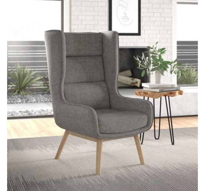 Manhattan Comfort Sampson Graphite and Natural Twill Accent Chair Outdoor