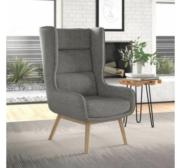 Manhattan Comfort Sampson Graphite and Natural Twill Accent Chair Outdoor