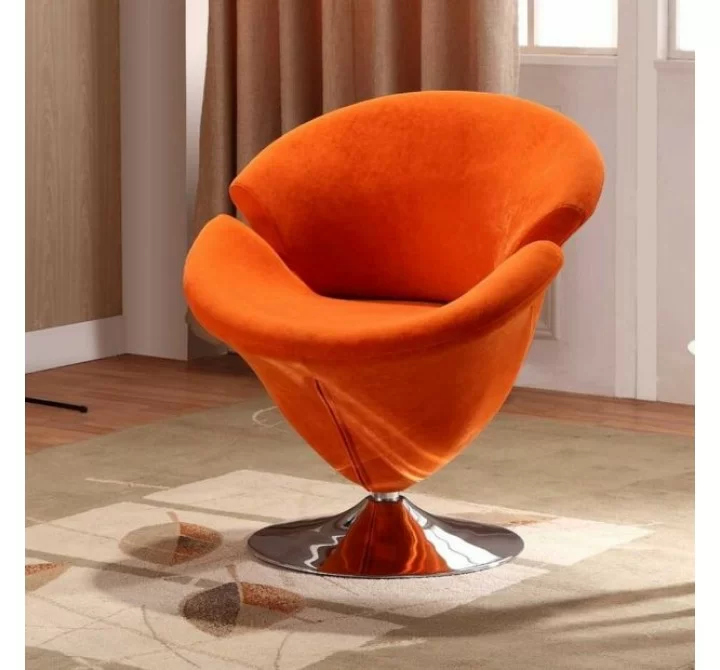 Manhattan Comfort Tulip Swivel Accent Chair in Multi Color Orange