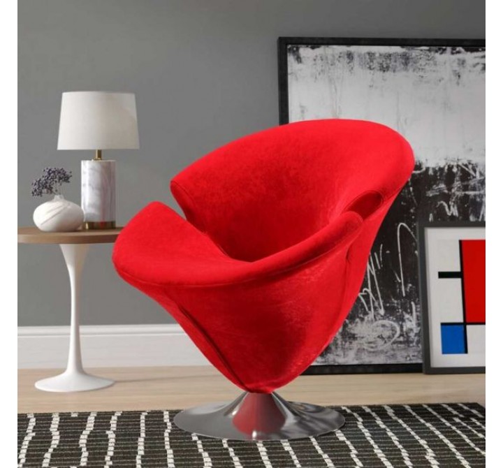Manhattan Comfort Tulip Swivel Accent Chair in Multi Color Red