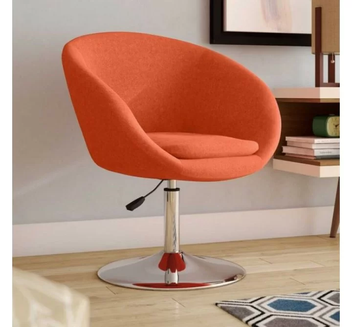 Manhattan Comfort Hopper Orange and Polished Chrome Wool Blend Adjustable Height Chair