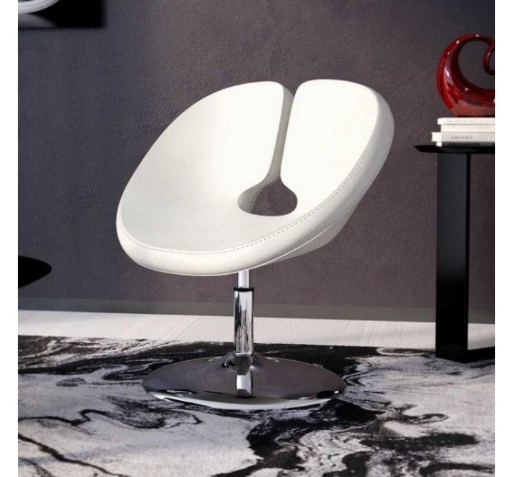 Manhattan Comfort Perch White and Polished Chrome Faux Leather Adjustable Chair