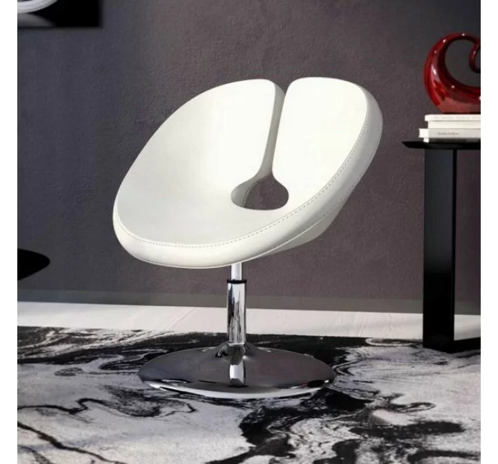 Manhattan Comfort Perch White and Polished Chrome Faux Leather Adjustable Chair