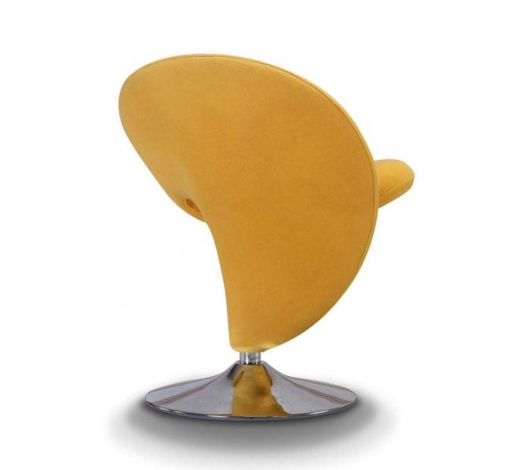 Manhattan Comfort Curl Yellow and Polished Chrome Wool Blend Swivel Accent Chair Back