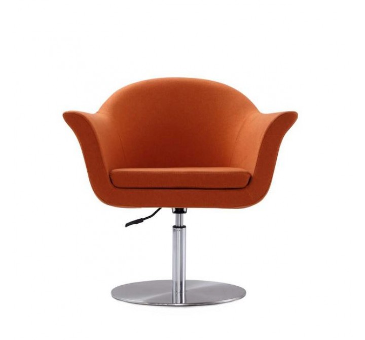Manhattan Comfort Voyager Orange and Brushed Metal Woven Swivel Adjustable Accent Chair Front
