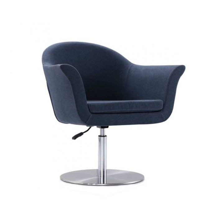 Manhattan Comfort Voyager Smokey Blue and Brushed Metal Woven Swivel Adjustable Accent Chair