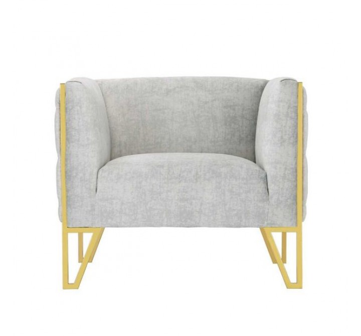 Manhattan Comfort Vector Grey and Gold Velvet Accent Chair Front