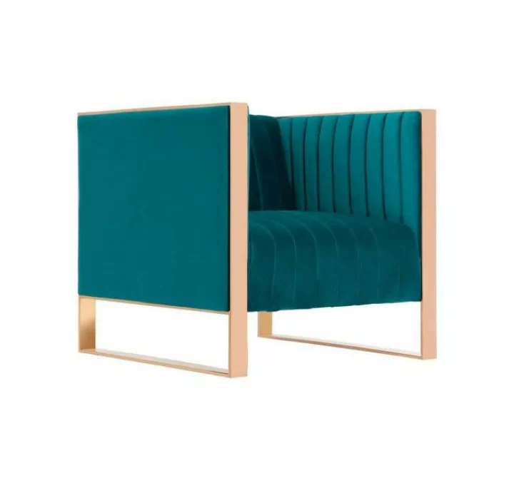 Manhattan Comfort Trillium Teal and Gold Velvet Accent Chair
