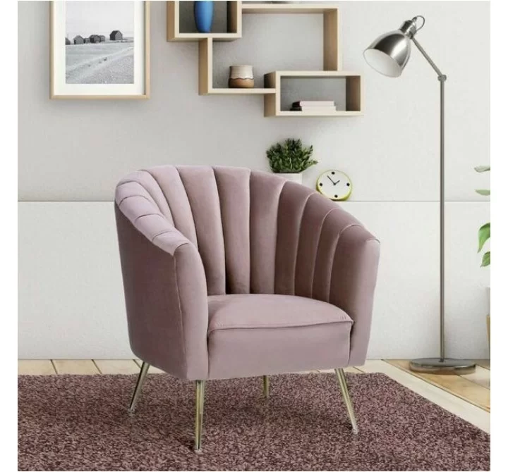 Manhattan Comfort Rosemont Blush and Gold Velvet Accent Chair