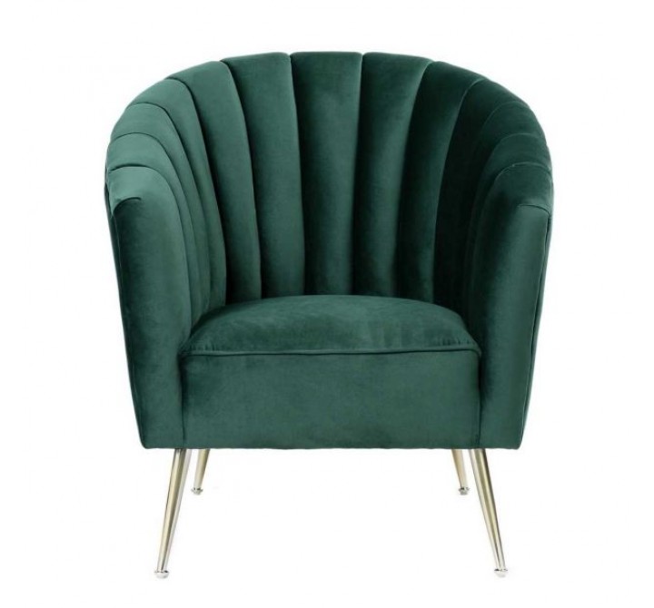 Manhattan Comfort Rosemont Green and Gold Velvet Accent Chair Front
