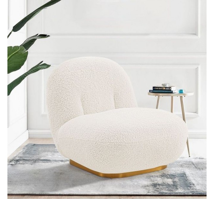 Manhattan Comfort Modern Edina Chenille Accent Chair in White