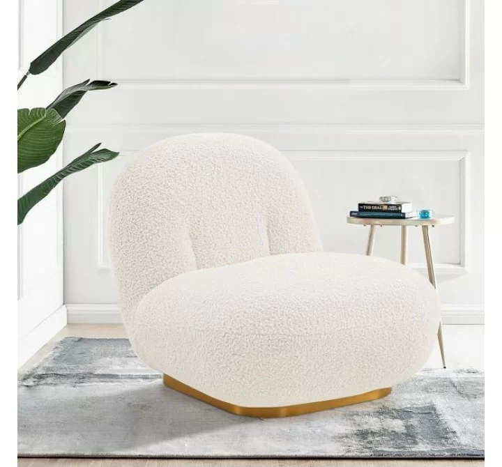 Manhattan Comfort Modern Edina Chenille Accent Chair in White