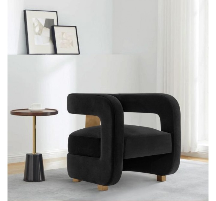 Manhattan Comfort Modern Amirah Velvet Accent Chair In Black