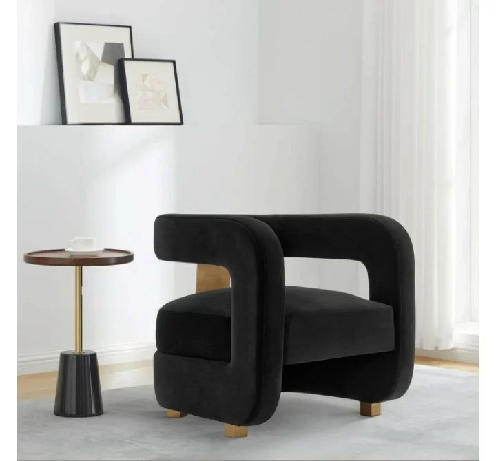Manhattan Comfort Modern Amirah Velvet Accent Chair In Black