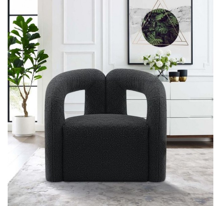 Manhattan Comfort Modern Darian Chenille Accent Chair Black