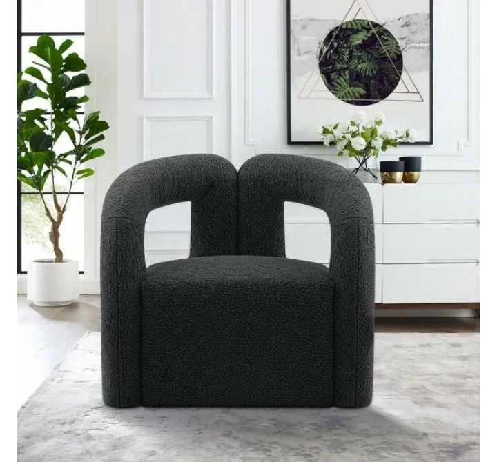 Manhattan Comfort Modern Darian Chenille Accent Chair Black