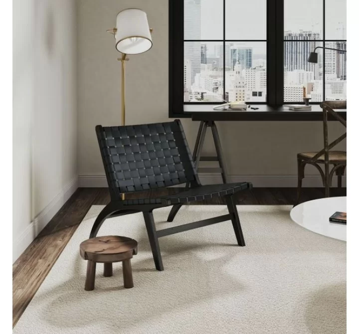 Manhattan Comfort Maintenon Leatherette Accent Chair in Black
