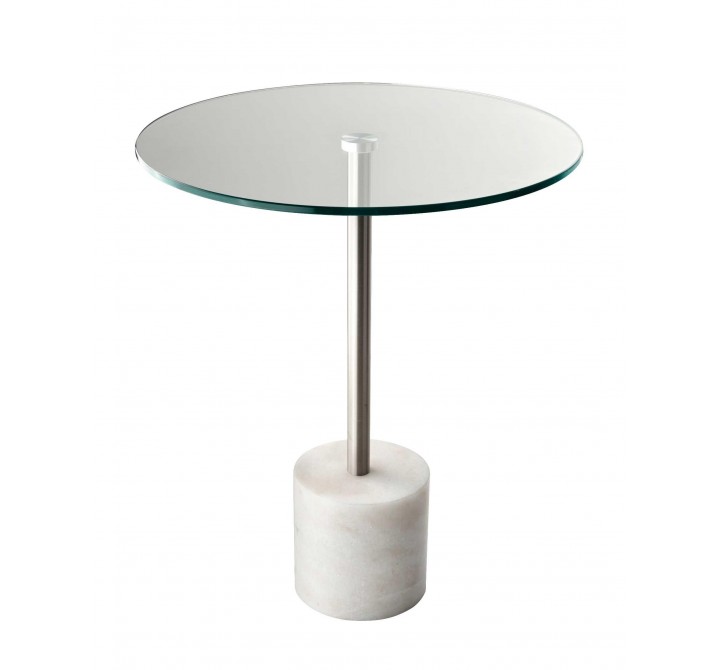 Blythe End Table - Steel - White Marble