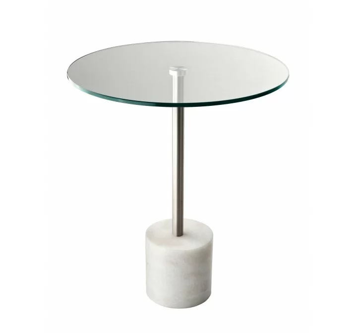 Blythe End Table - Steel - White Marble