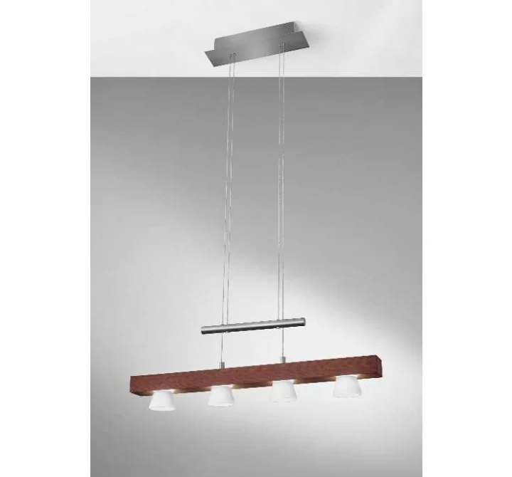 Burlington LED 4 Light Adjustable Pendant - Walnut Wood