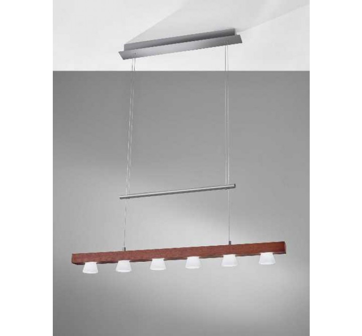 Burlington LED 6 Light Adjustable Pendant - Walnut Wood