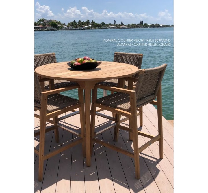 Royal Teak Admiral Counter Height Table 50 Round- Lifestyle