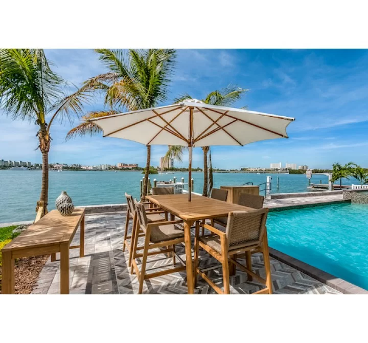 Royal Teak Admiral Bar Table 32x65 - LIfestyle