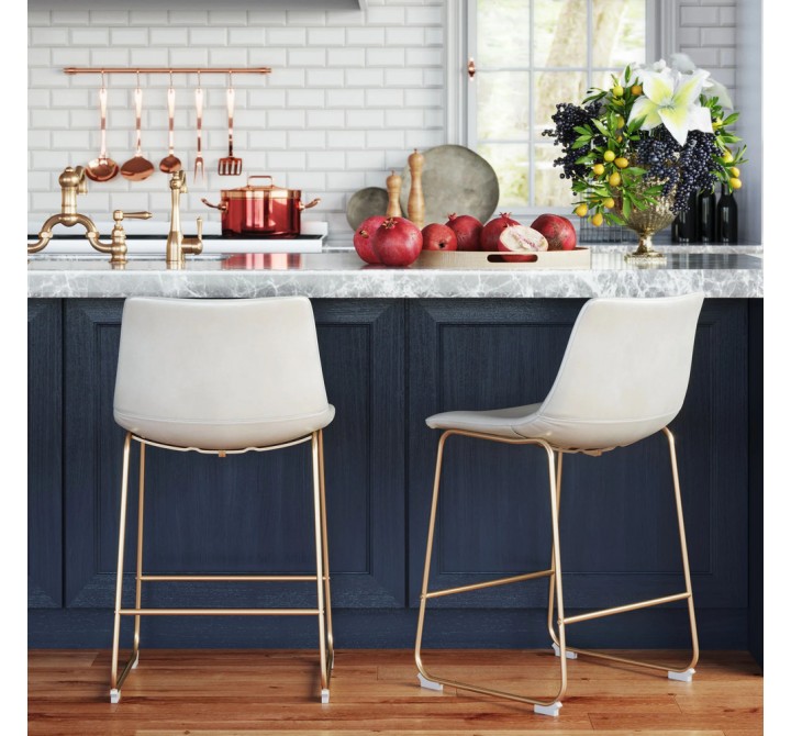 Aeon Petra Counter Stool with Gold Frame - Set of 2