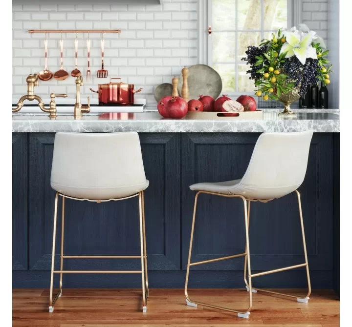 Aeon Petra Counter Stool with Gold Frame - Set of 2
