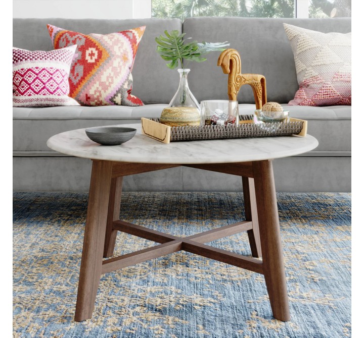 Aeon Elysian Faux Marble Coffee Table Walnut