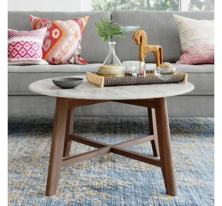 Aeon Elysian Faux Marble Coffee Table Walnut