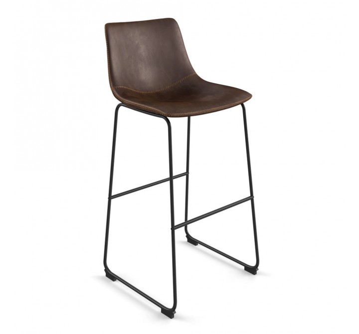 Aeon Petra Bar Stool Dark Brown With Black Frame - Set of 2