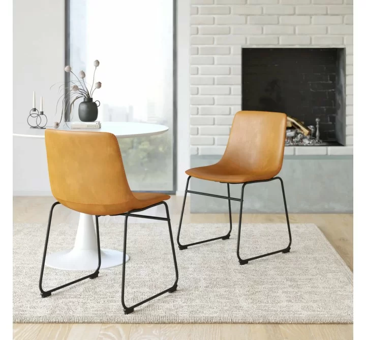Aeon Petra Black Dining Chair Light Brown- Set of 2 