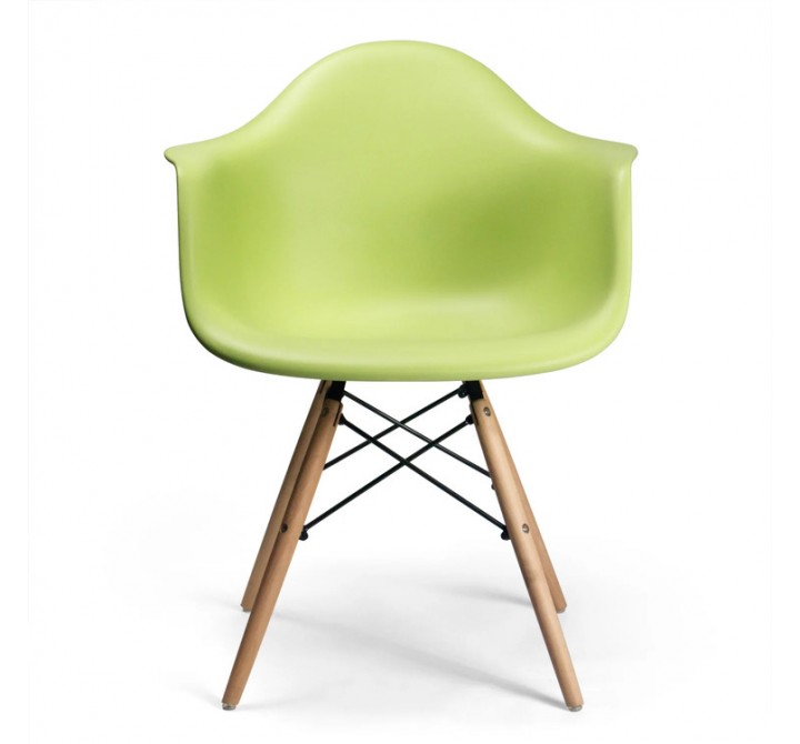 Aeon Dijon Arm Chair with Wood Legs Green with Natural Wood Legs- Set of 2