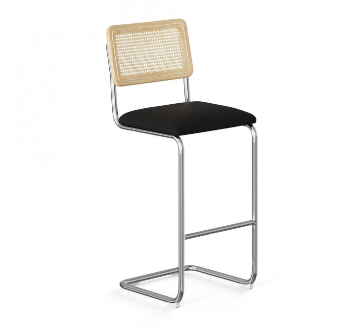 Aeon Hayward Cane Fabric Bar Height Stool Black- Set of 2 