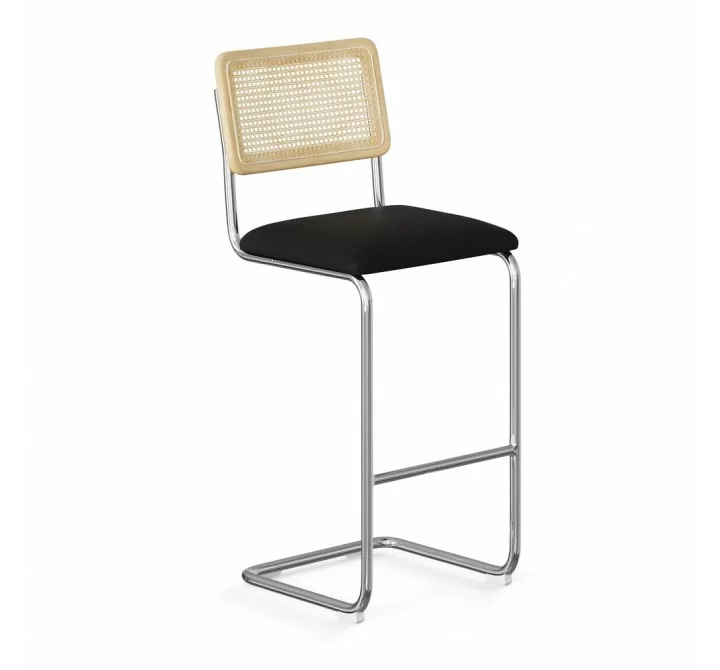 Aeon Hayward Cane Fabric Bar Height Stool Black- Set of 2 