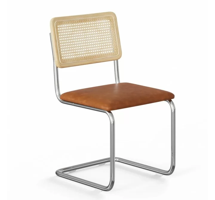 Aeon Hayward Cane Back Vegan Leather Side Chair - Set Of 2 Saddle