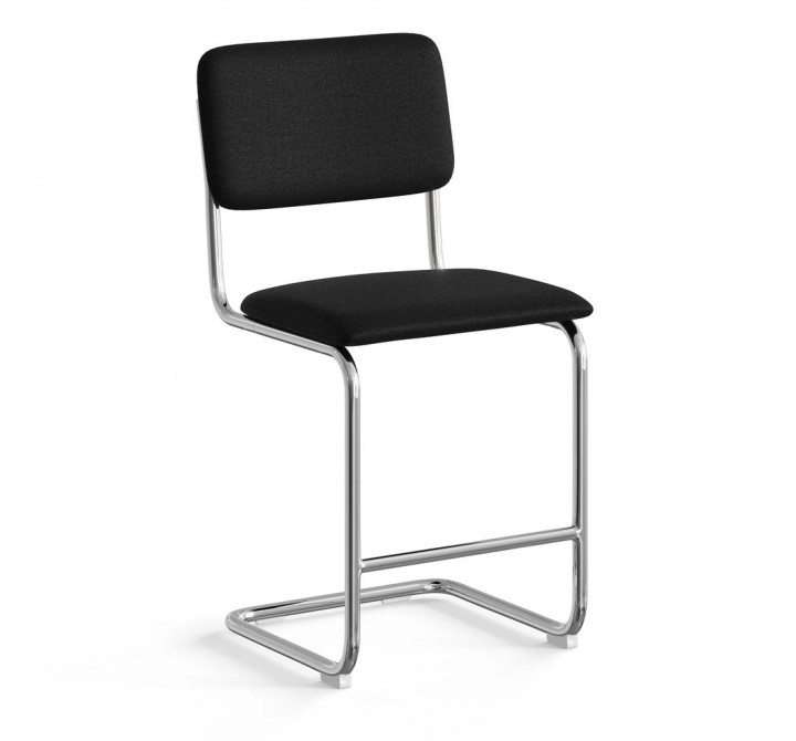 Aeon Hayward Fabric Counter Height Stool Chrome Frame / Black Linen- Set of 2