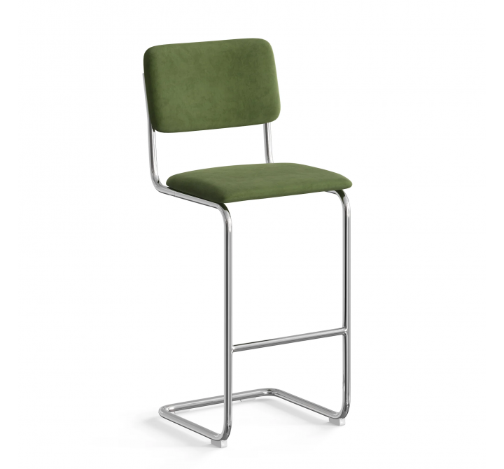 Aeon Hayward Fabric Bar Height Stool Chrome Frame / Forest Velvet - Set of 2