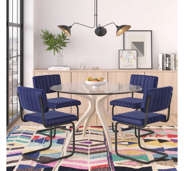 Aeon Mesa Dining Chair Sapphire Velvet / Black Matte Frame- Set of 2