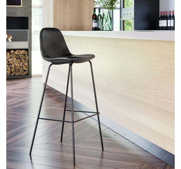 Aeon Maxine Barstool Midnight Vegan Leather - Set of 2