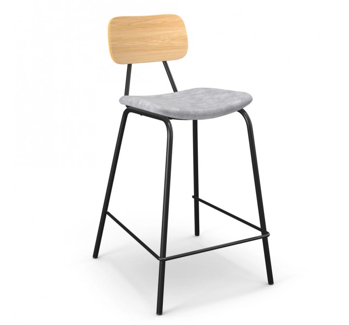 Aeon Sabine Natural Counter Stool Grey- Set of 2