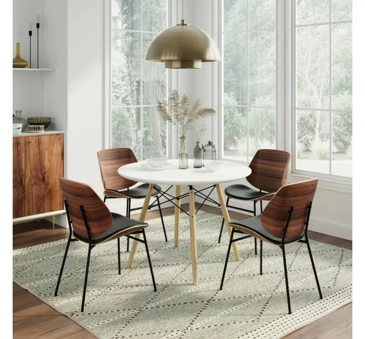 Aeon Sophia Bentwood Side Chair Black Vegan Leather / Black Legs- Set of 2