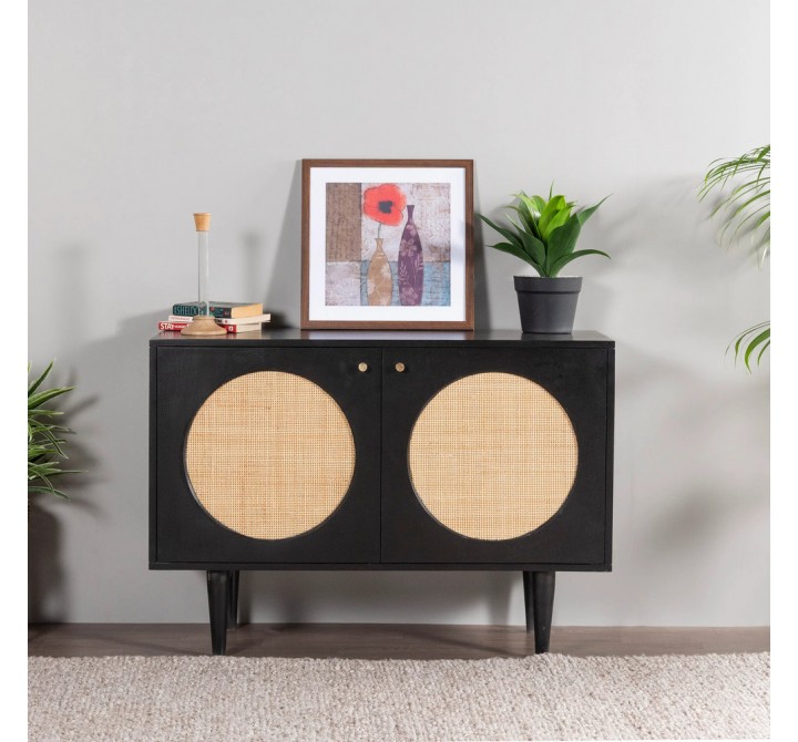 Aeon Circle Two Door Cabinet Black