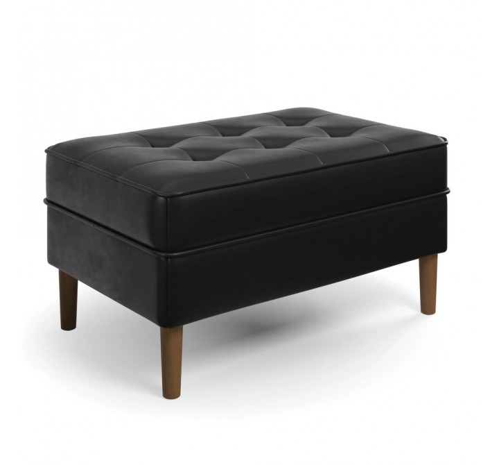Aeon Zander Leather Ottoman Black