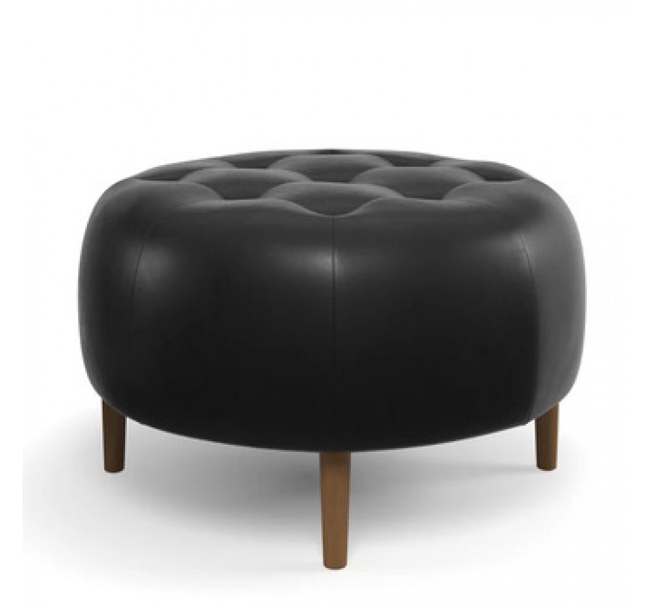 Aeon Harding Leather Round Ottoman