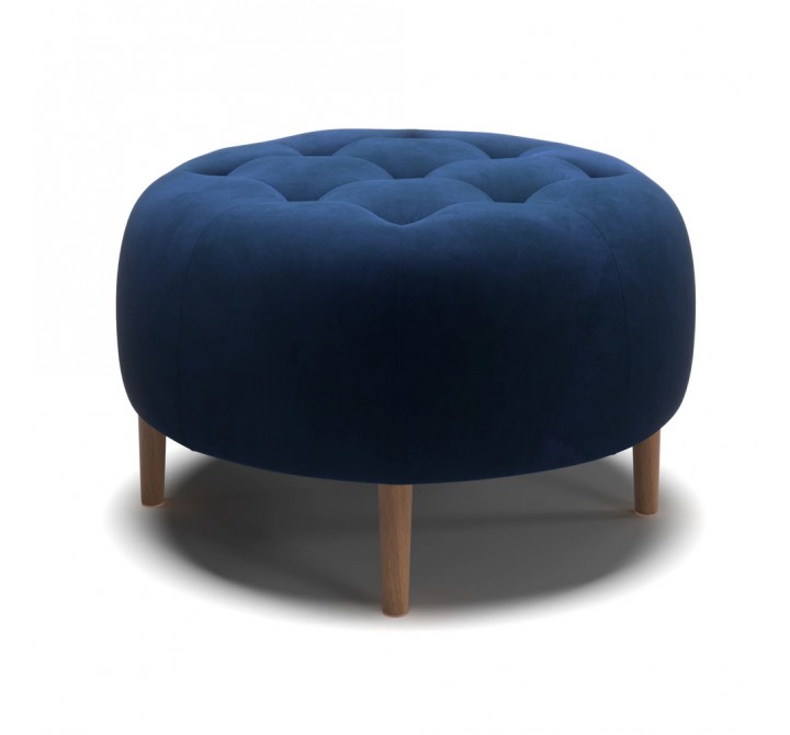 Aeon Bloomfield Round Performance Velvet Ottoman Ink
